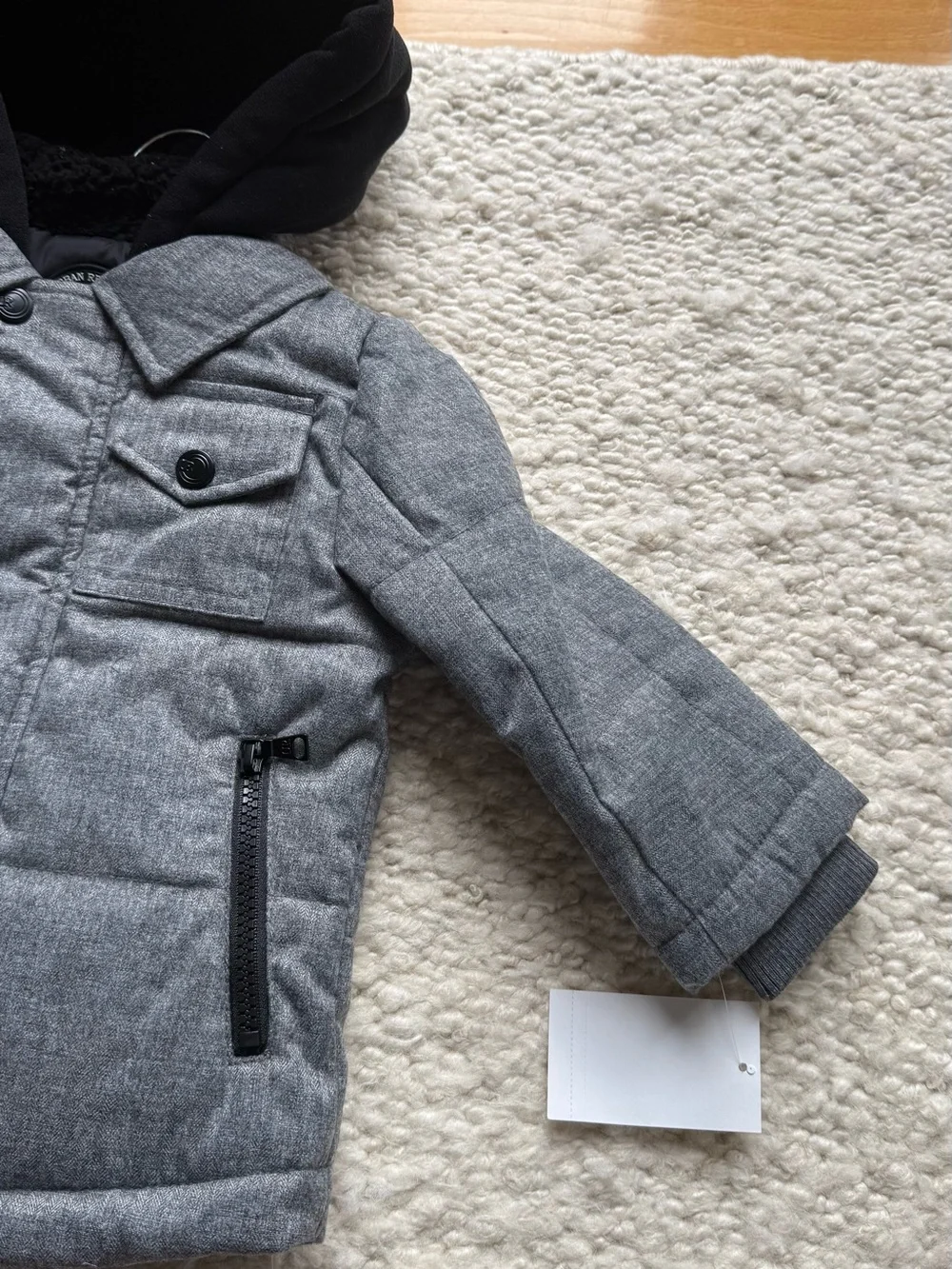 Urban Republic Grey Quilted Hooded Puffer Jacket in Storm Gray